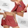 Women Tennis Golf Skirt with Pockets - High Waisted Crossover Golf Pleated Athletic Workout Dress Running Skort (AMZ072,Red,S) view 3