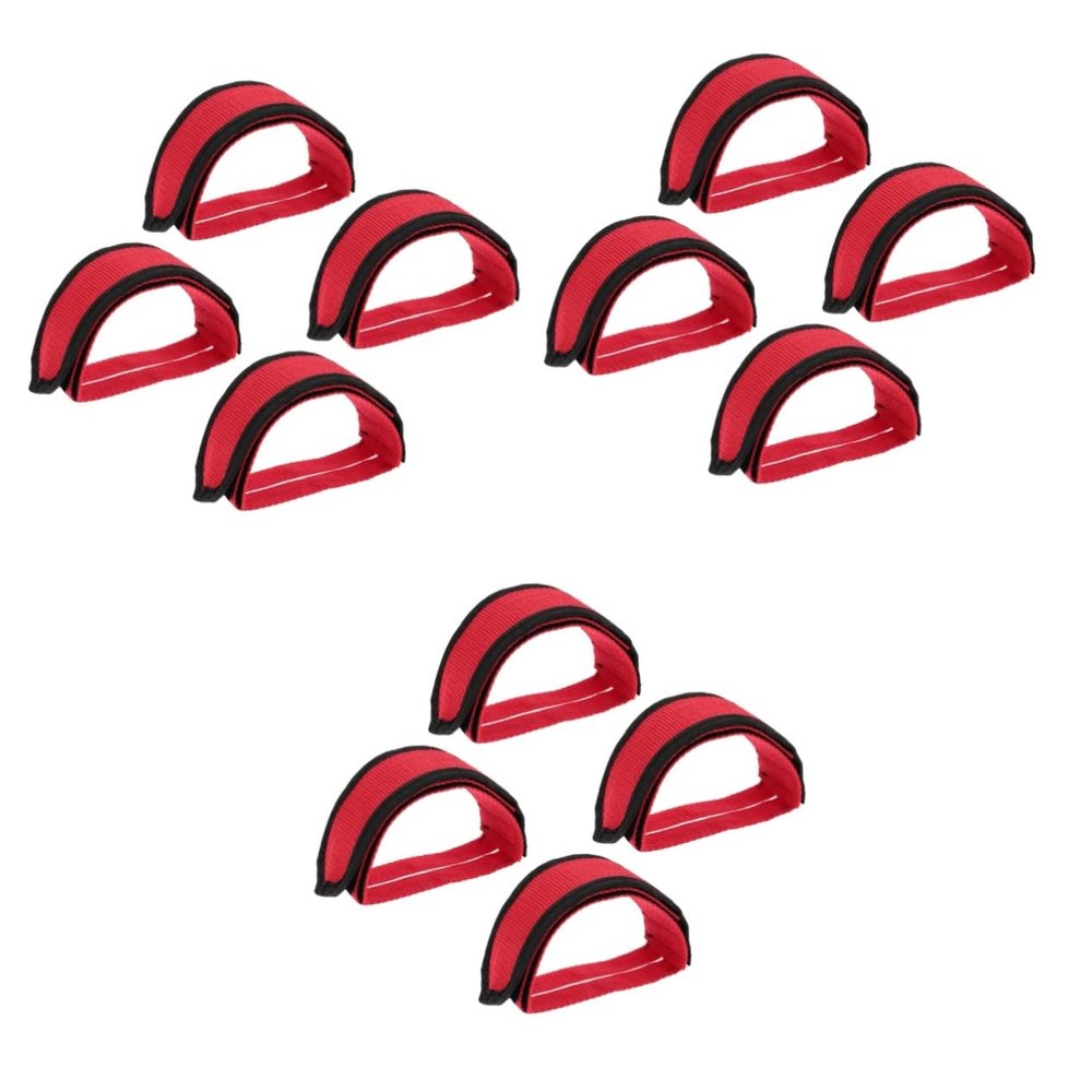 BESPORTBLE 6pairs - Toe Clip Pedal Straps for Cycling Firm Pedal Bands Material for Comfortable Secure Red Design