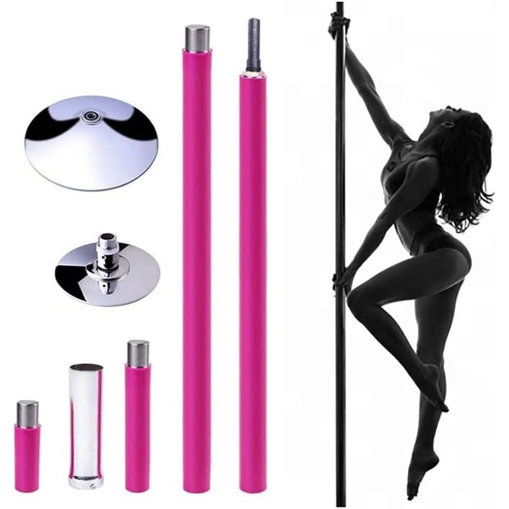 YLQFGUVWK 45mm Rotating Static Dance Pole with Mounting Plate - Portable Detachable Striptease Fitness Pole for Fitness Club Party Bar 440 Lbs Weight Capacity