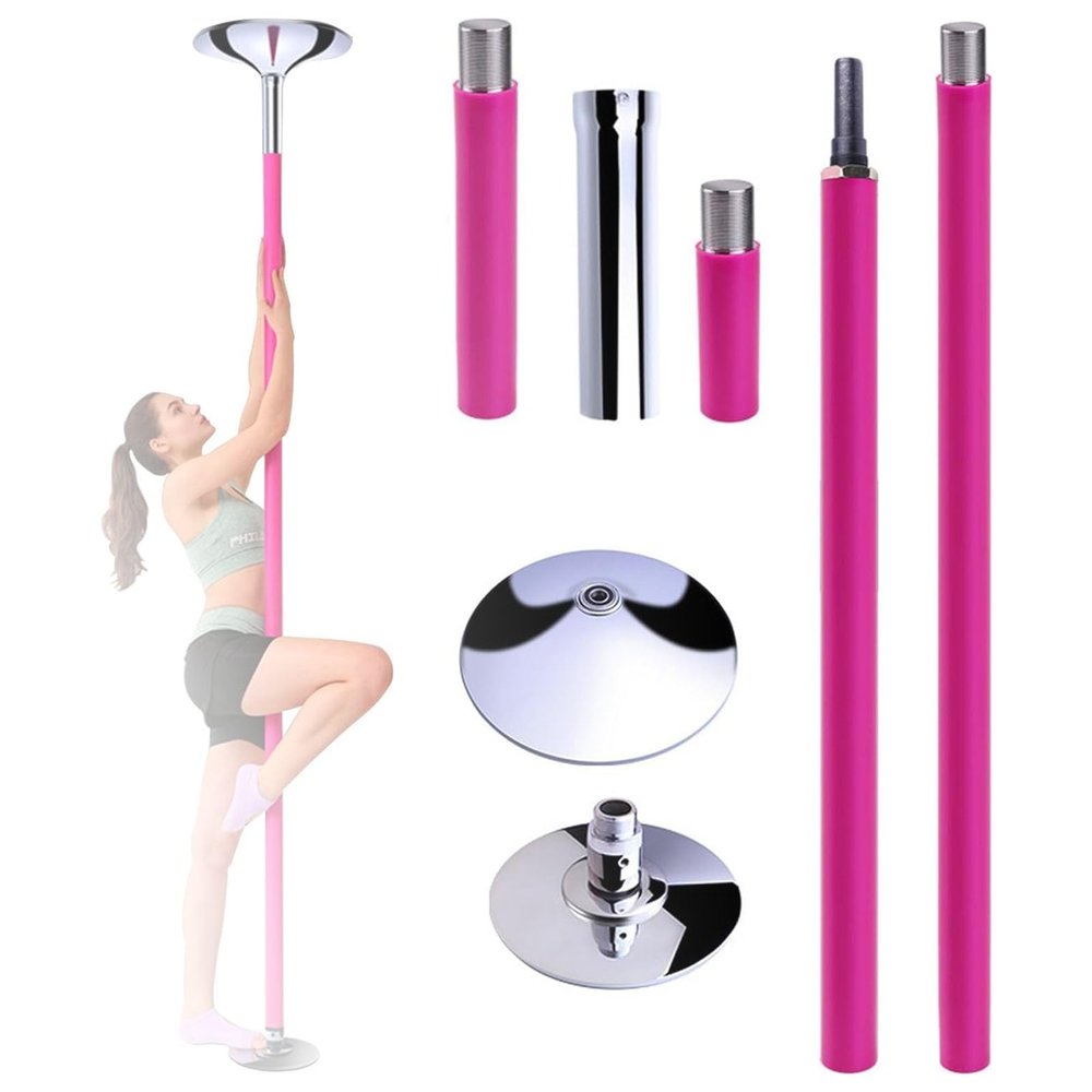 YLQFGUVWK Pole Dancing Pole Spin/Static Stripper Pole 45mm - Portable Fitness Pole Kit for Fitness Club Party Bar 440 Lbs Weight Capacity