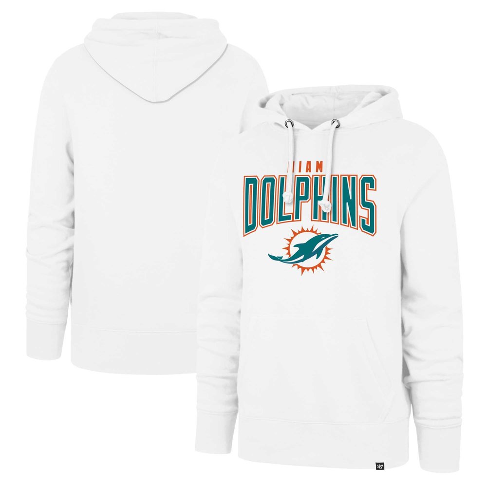 47 Men's White Miami Dolphins Elements Arch Headline Pullover Hoodie