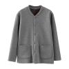 Womens Solid Color Fleece Jacket Snap Front Cardigan Sweatshirt for Women Cardigan Sweater Knit (Grey, XXXXL) view 1