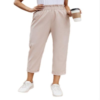 Women's Pants Paperbag Waist Straight Leg Pants Pant for Women (Color : Apricot, Size : X-Small)