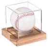 uxcell Baseball Display Case with Wooden Base, Acrylic Baseball Holders for Display Memorabilia Ball Showcase Walnut Wood view 1
