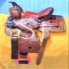 Sazaar Tack Western Kids Youth Adult Barrel Leather Saddle for Horse Riding, Floral Tooled Saddle with Silver Conchos ST-WLS-126 (12" Seat) view 1