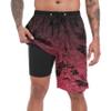 FT FENTENG Mens Swim Trunks with Compression Liner, Gradient Maroon Leaf Men Bathing Suit Swimming Trunks 9 Inch Inseam Board Shorts Men's Swimwear, 4 Way Stretch Beach Shorts Quick Dry Swimsuits, S view 1