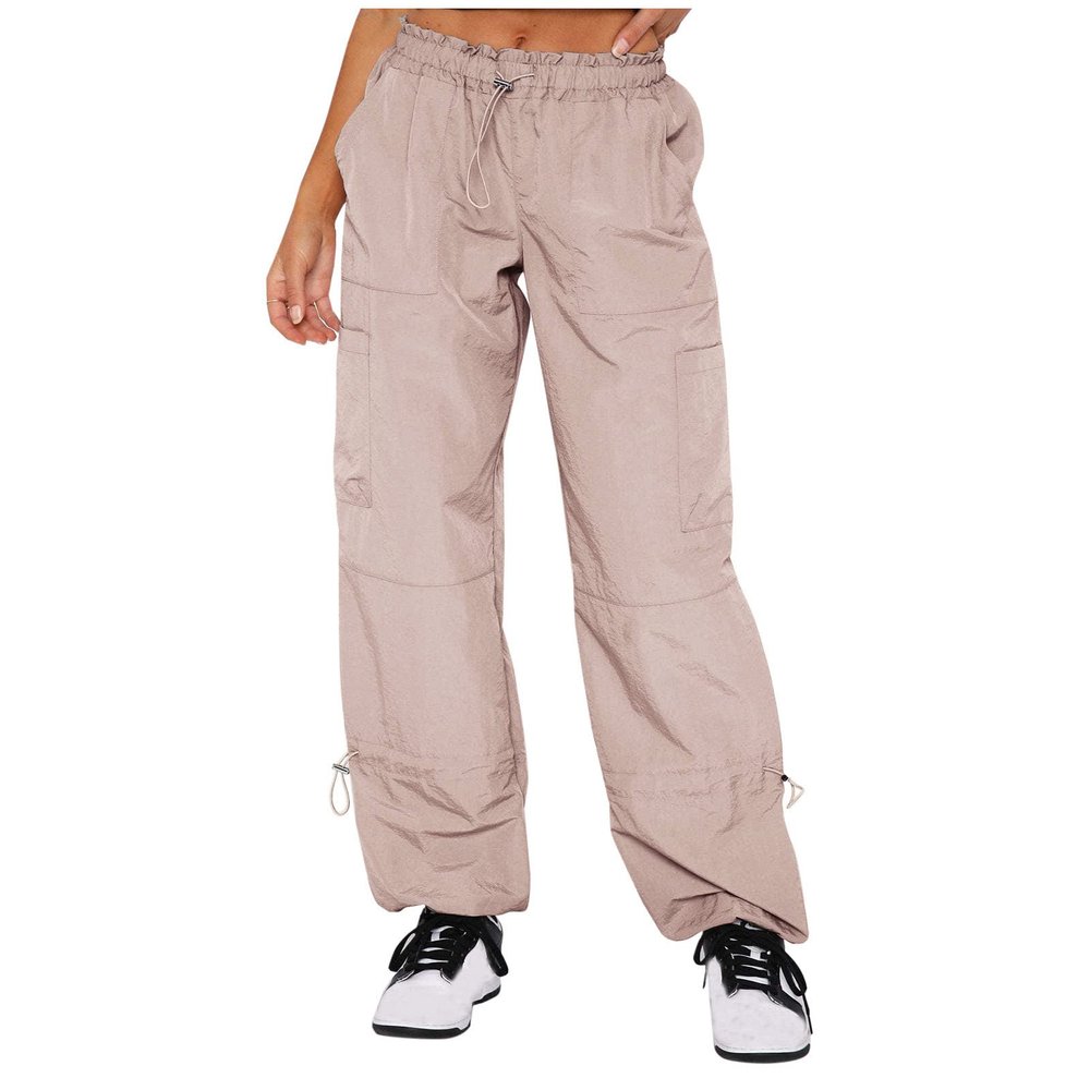 Women High Waisted Cargo Pants Baggy Fashion Y2K Teen Girls Streetwear Wide Leg Drawstring Hiking Pants with Pockets