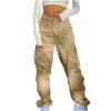 Fashion Women High Waisted Cargo Pants Patchwork Wide Leg Pants Baggy Streetwear Y2K Teen Girls Casual Hiking Pants view 1