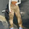 Fashion Women High Waisted Cargo Pants Patchwork Wide Leg Pants Baggy Streetwear Y2K Teen Girls Casual Hiking Pants view 2