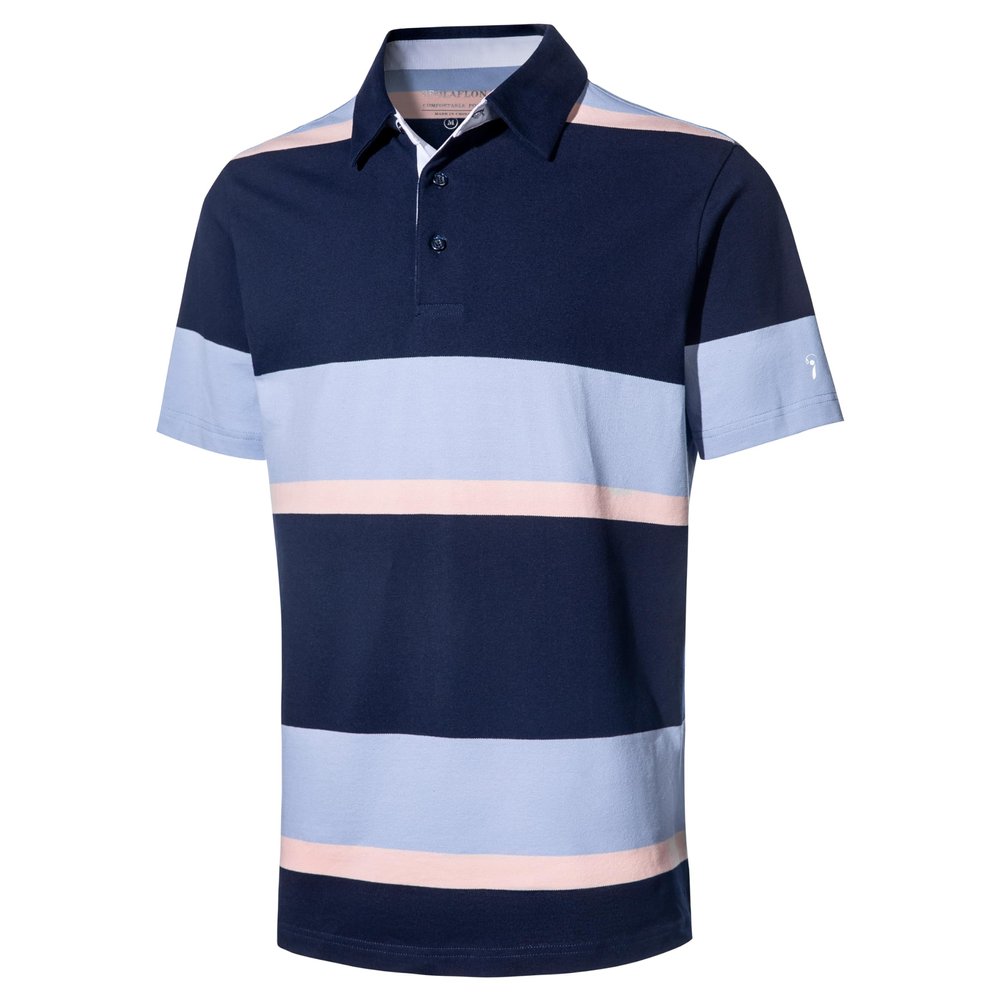 Men's Short Sleeve Polo Shirts for Men Casual Collared Striped Rugby Shirts for Mens Soft Pique Cotton Dry Fit Golf Polo Shirts for Men, S