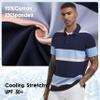 Men's Short Sleeve Polo Shirts for Men Casual Collared Striped Rugby Shirts for Mens Soft Pique Cotton Dry Fit Golf Polo Shirts for Men, S view 4