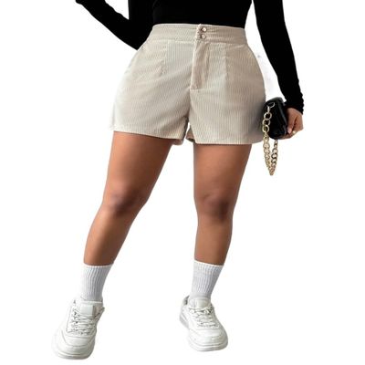 SECOLI Women's Casual Shorts Skorts Solid Color Corduroy Shorts
