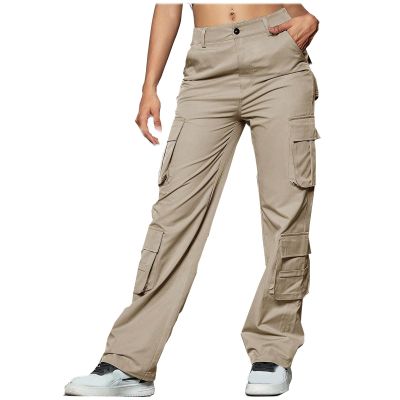 High Waisted Straight Wide Leg Pants for Women Baggy Cargo Pants Trendy Y2K Teen Girls Streetwear Military Travel Pants