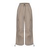 NineFit Basics Cargo Pants Women High Waisted Wide Leg Pants Baggy Elastic Drawstring Outdoor Y2K Fashion Streetwear Jogger Trousers, Small, A01_khaki view 4