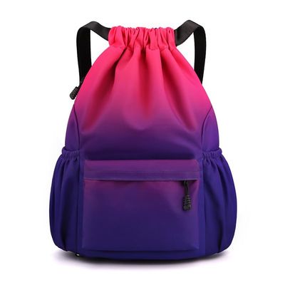 CarXs Waterproof Drawstring Bag, Lightweight String Backpack with Water Bottle Holder and Pockets, Gym Sports Cinch Sackpack (Red blue,Small)