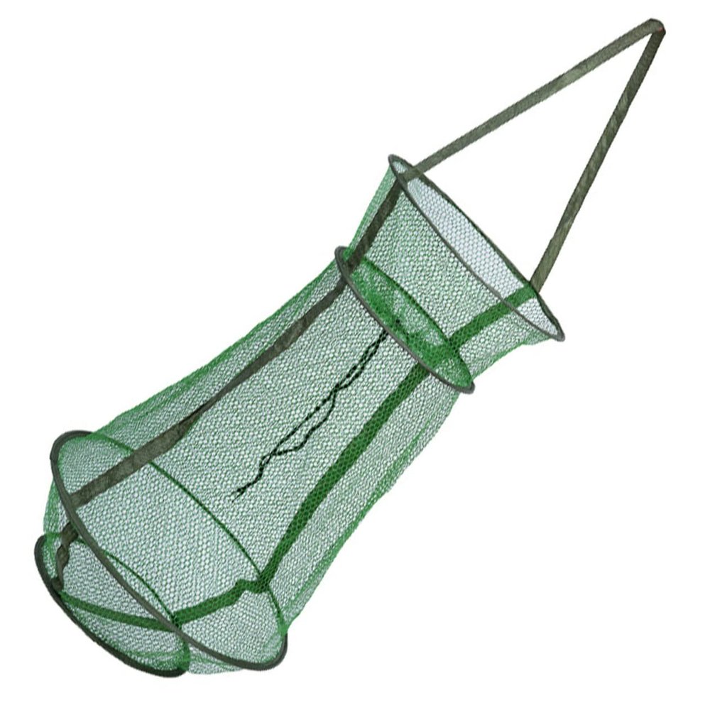 Yardwe Folding Fishing Basket with Drawstring Closure Durable Nylon Fish Mesh Cage for Easy Catching Portable Fish Holding Net for Freshwater and Saltwater Use