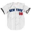TIFIYA New York 99 Stripes Baseball Jersey NY Softball Short Sleeve Button Shirts for Women/Men T266-White-XXL view 2