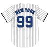 TIFIYA New York 99 Stripes Baseball Jersey NY Softball Short Sleeve Button Shirts for Women/Men T266-White-XXL view 3