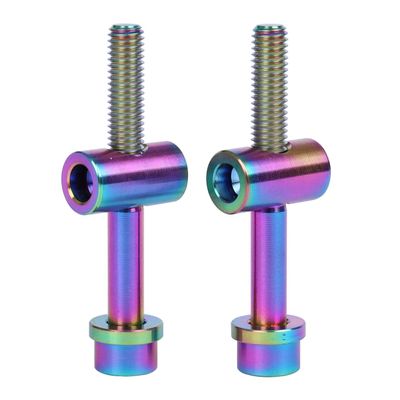 UHDFBDHF 2PCS Titanium M5x40mm Bolt Nut Washer Bicycle SeatPost Fixed Bolt (Ranibow)