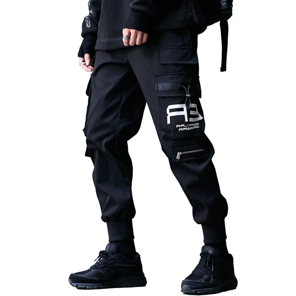 XYXIONGMAO Men's Black Fashion Tactical Streetwear Techwear Joggers Hip Hop Streetwear Sweatpants Cargo Pants for Men(Green,L)