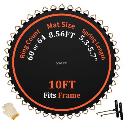 DOYUEE Trampoline Mat102.8in/8.56ft Dia Mat with 60 Rings, Fits 10FT Trampoline Frame Use 5.3"-5.7" Springs, Spring and Frame not Included