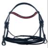 Sazaar Tack Black Leather Padded English Anatomic Bridle with Matching Reins White Crystal Browband Handmade Full Cob Pony ST-004 (Pony) view 1