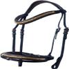 Sazaar Tack Black Leather Padded English Anatomic Bridle with Matching Reins White Crystal Browband Handmade Full Cob Pony ST-008 (Pony) view 1