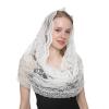 HUSSATOP Women Spanish Style Mass Veil Floral Vintage Mantilla Veil Lace Shawl Latin Scarf Head Covering for Wedding view 2