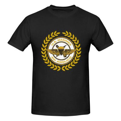 WOLEN 4th ANGLICO Air Naval Gunfire Men's Round Neck Comfortable Short Sleeve T-Shirt Black