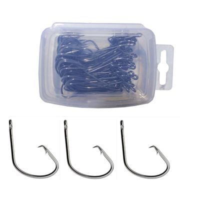 50pcs Circle Sharp Fishing Hook Fishing Gear Fishing Tackle Set, Worm Soft Bait Jig Fishhooks Freshwater Saltwater 4/0