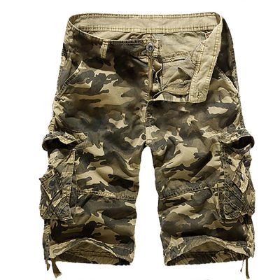Mens Camo Cargo Shorts Cotton Summer Lightweight Stretch Hiking Camouflage Shorts Outdoor Work Short with Multi Pockets