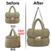 NAARIIAN women large puffer tote handbag puffy dupes light weight handmade cotton padded Shoulder bag(Olive) view 2
