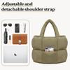 NAARIIAN women large puffer tote handbag puffy dupes light weight handmade cotton padded Shoulder bag(Olive) view 3