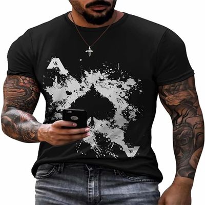 3D Poker Shirts for Men Funny Graphic Workout Tees Shirt Casual Short Sleeve Tshirt Vintage T Shirt Summer Shirts Men (Color 2,X-Large)