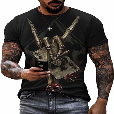 3D Poker Shirts for Men Funny Graphic Workout Tees Shirt Casual Short Sleeve Tshirt Vintage T Shirt Summer Shirts Men (Color 9,3X-Large)