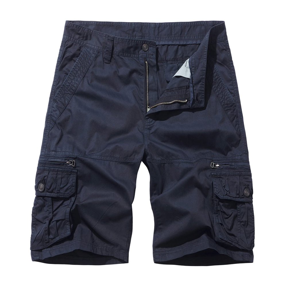 Men's Lightweight Cargo Shorts with Pockets Cotton Shorts Casual Lightweight Outdoor Athletic Fishing Hiking Shorts Navy