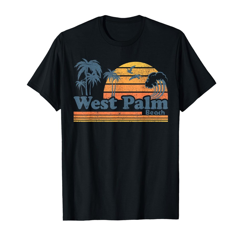 West Palm Florida Beach Vintage Spring Break Vacation Retro T-Shirt