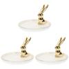 Garneck 3 Pcs Rabbit Ceramic Plate Tabletop Ornament Rabbit Cake Stands Ceramic Sundries Tray Sculpture Stand Bunny Plates Trinket Animal Ring Bracelet s White Dessert view 1