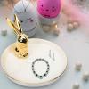 Garneck 3 Pcs Rabbit Ceramic Plate Tabletop Ornament Rabbit Cake Stands Ceramic Sundries Tray Sculpture Stand Bunny Plates Trinket Animal Ring Bracelet s White Dessert view 2