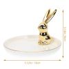 Garneck 3 Pcs Rabbit Ceramic Plate Tabletop Ornament Rabbit Cake Stands Ceramic Sundries Tray Sculpture Stand Bunny Plates Trinket Animal Ring Bracelet s White Dessert view 4