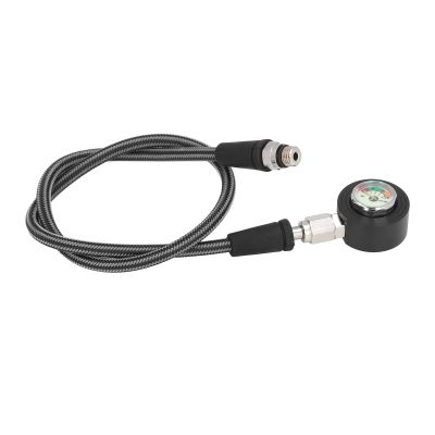 BusoTh Scuba Diving Pressure Gauge, Aluminum Alloy Diving Pressure Gauge Luminous High Accuracy Carbon Fiber Weaved Hose for BCD Regulator (65cm), BusoTho1rmb0y49z-12