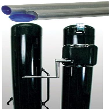 Douglas DTP-37 Black Round Internal Wind Tennis Post (3 Inch OD) w Round Galvanized Ground Sleeves