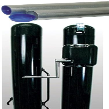 Douglas DTP-37 Black Round Internal Wind Tennis Post (3 Inch OD) w Round Galvanized Ground Sleeves