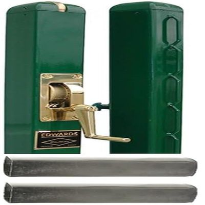 Edwards Green Wilmbledon Sqaure Tennis Post w Internal Wind (3 Inch OD) Bundled w Square Galvanized Ground Sleeves