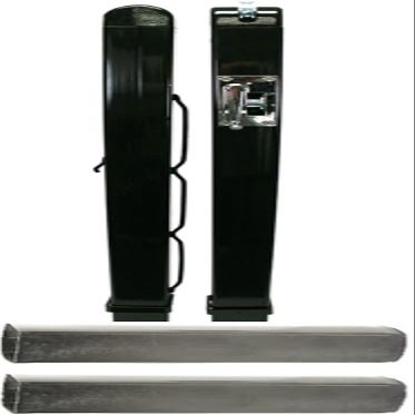 Douglas Premier Square Black Internal Wind Tennis Post (3 Inch OD) Bundled w Square Galvanized Ground Sleeves