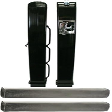 Douglas Premier Square Black Internal Wind Tennis Post (3 Inch OD) Bundled w Square Galvanized Ground Sleeves