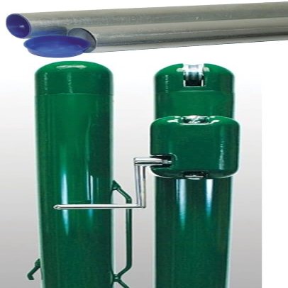 Douglas DTP-37 Green Round Internal Wind Tennis Post (3 Inch OD) w Round Galvanized Ground Sleeves