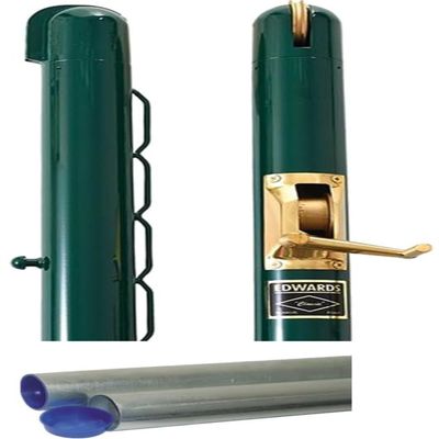 Edwards Green Classic Round Tennis Post w Internal Wind (3 Inch OD) Bundled w Round Galvanized Ground Sleeves