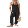 Ekouaer Womens Jumpsuit Sleeveless Casual Summer Overalls Jumpers Spaghetti Strap Baggy Long Pants Rompers with Pockets Black XL view 1