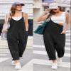Ekouaer Womens Jumpsuit Sleeveless Casual Summer Overalls Jumpers Spaghetti Strap Baggy Long Pants Rompers with Pockets Black XL view 3